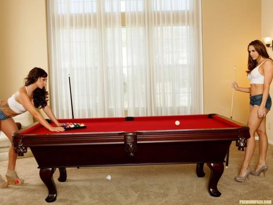 Destiny Dixon & Chanel Preston on pool table