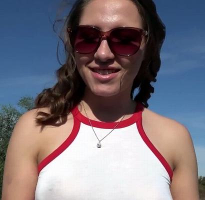 cutie flashes outdoors before being fucked in a hotel