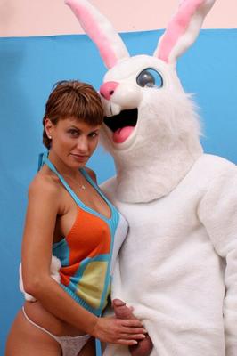 Veronica Vanoza getting drilled by the Easter Bunny