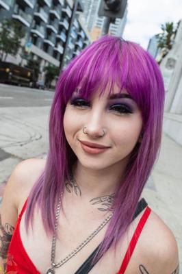 Purple haired slut fucked